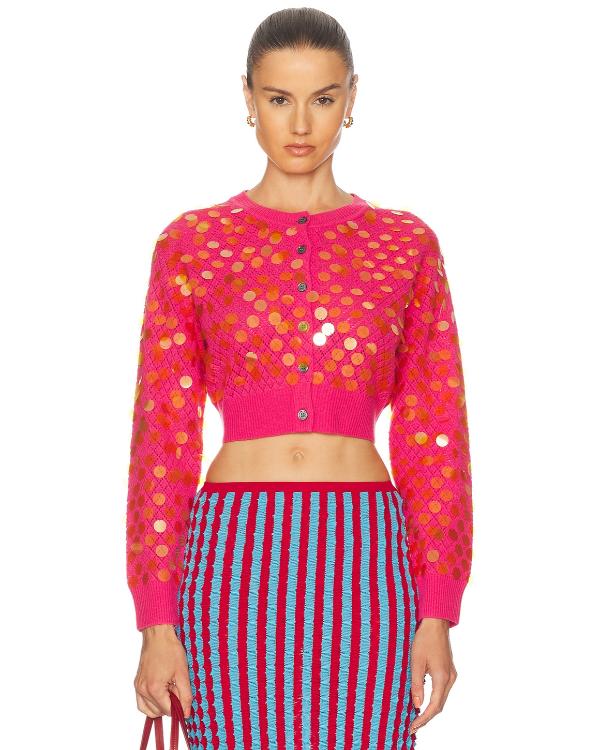 Elsbeth S03 Elsbeth Tascioni Pink Sequined Cropped Cardigan