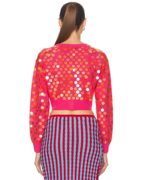 Elsbeth S03 Elsbeth Tascioni Pink Sequined Cropped Cardigan