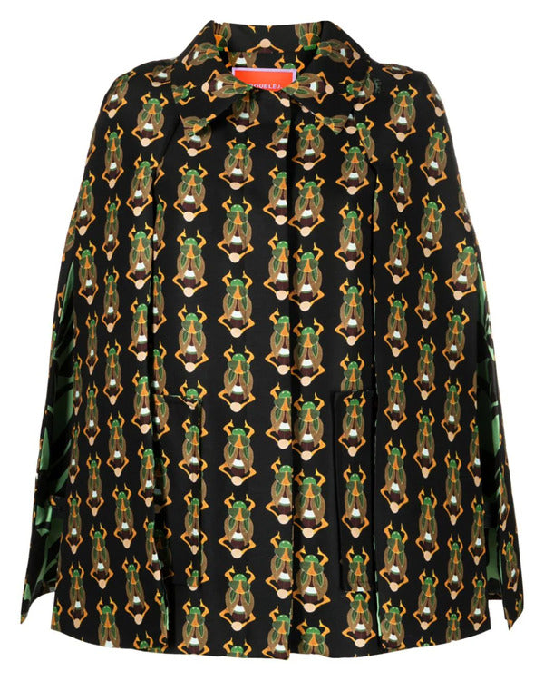 Emily In Paris S04 Lily Collins Beetle Print Cape Coat