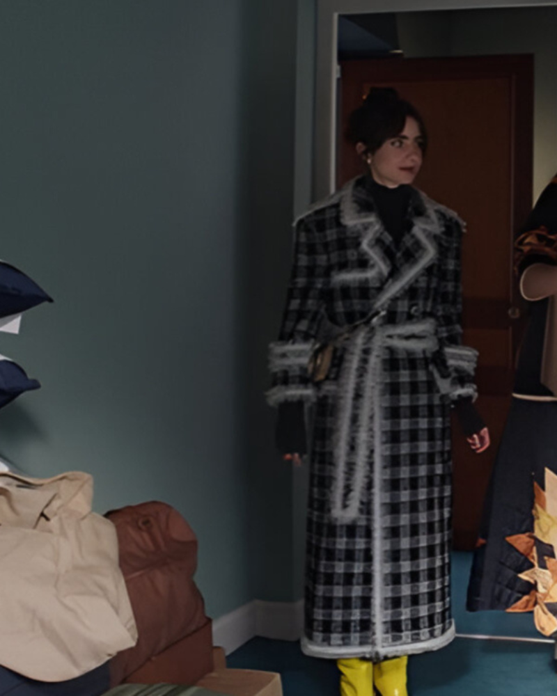 Emily In Paris S04 Lily Collins Plaid Coat