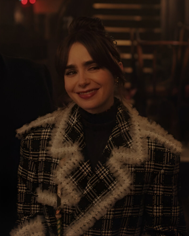 Emily In Paris S04 Lily Collins Plaid Coat