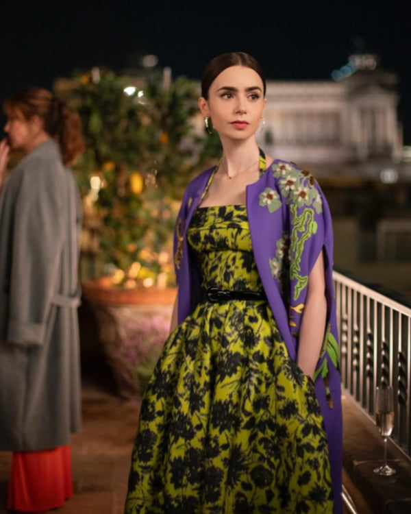 Emily In Paris S04 Lily Collins Purple Cape Coat