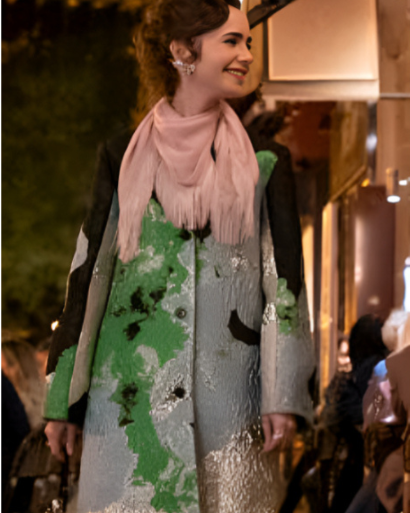 Emily In Paris S04 Lily Collins Jacquard Coat