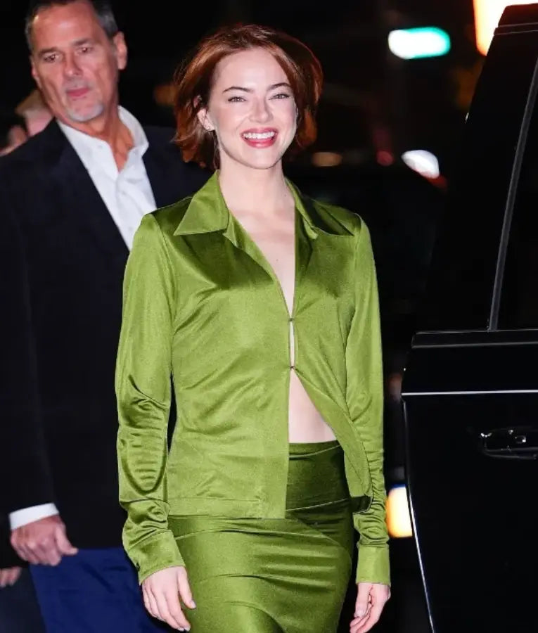 Emma Stone The Late Show With Stephen Colbert Silk Shirt