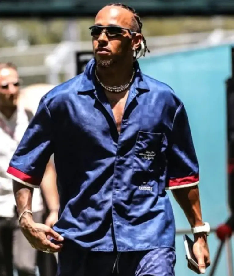 F1 Grand Prix of Miami 2025 Lewis Hamilton Blue Shirt