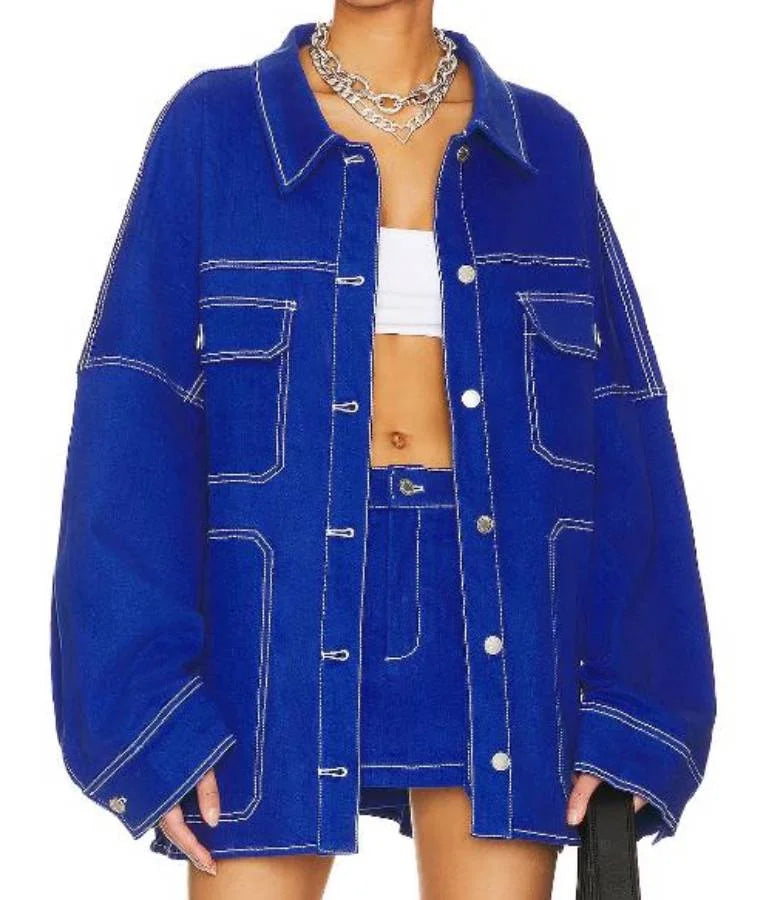 FOREVER 2025 Lovie Simone Blue Oversize Denim Jacket