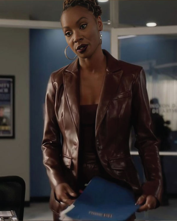 Found S02 Gabi Mosely Brown Leather Blazer