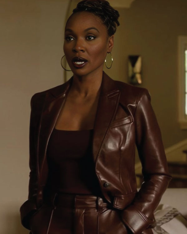 Found S02 Gabi Mosely Brown Leather Blazer