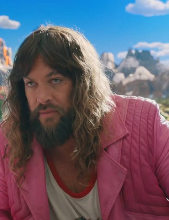A Minecraft Movie 2025 Jason Momoa Pink Fringed Leather Jacket
