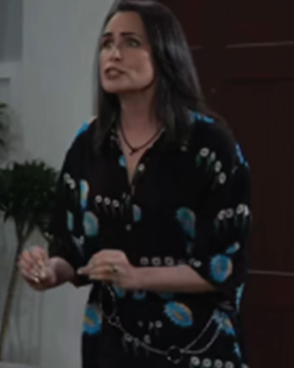 General Hospital 2025 Rena Sofer Black Abstract Floral Shirt