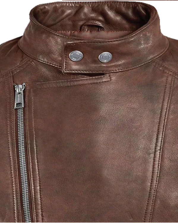 Motorcycle Looking Style Shotgun Spanish Biker Leather Jacket