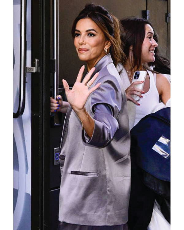 Good Morning America Eva Longoria Purple Satin Blazer