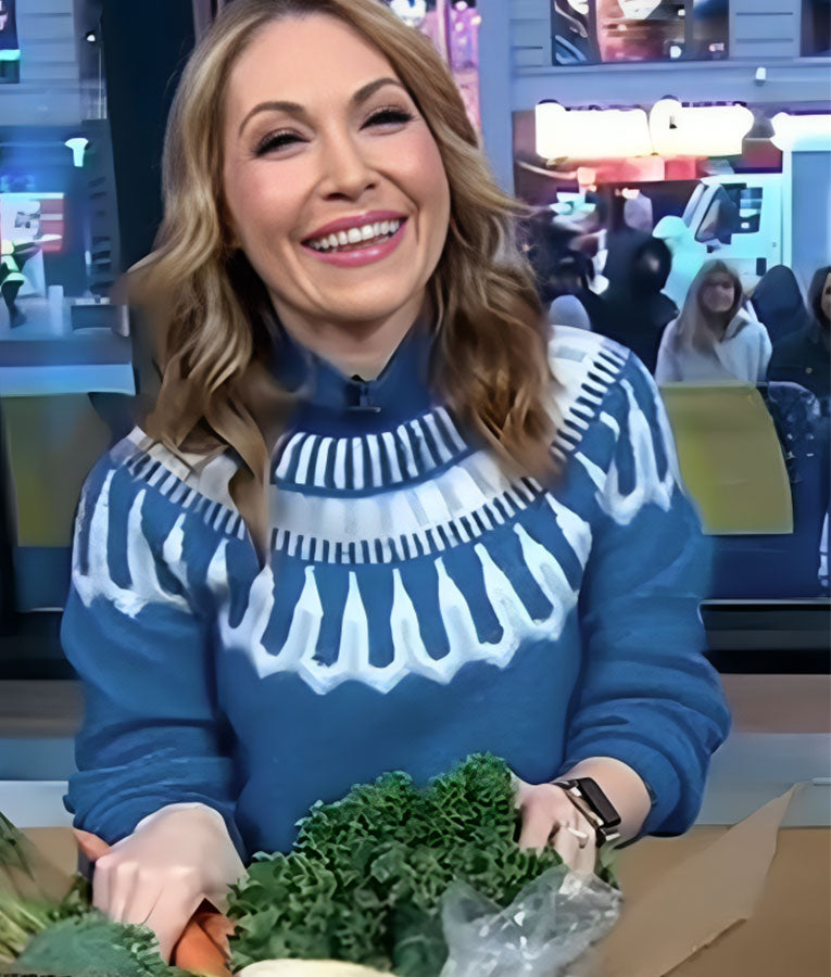 Good Morning America Lori Bergamotto Blue Fair Isle Sweater