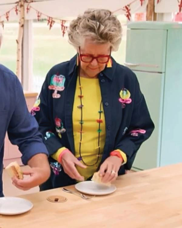 Great British Bake Off Prue Leith Sequin Cake Stand Shirt