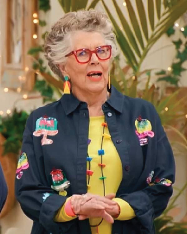Great British Bake Off Prue Leith Sequin Cake Stand Shirt