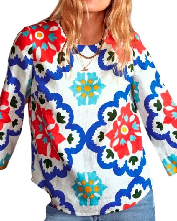 Great British Bake Off Prue Leith Printed Blouse