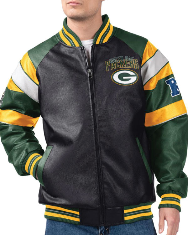 Green Bay Packers G-III Faux Varsity Leather Jacket