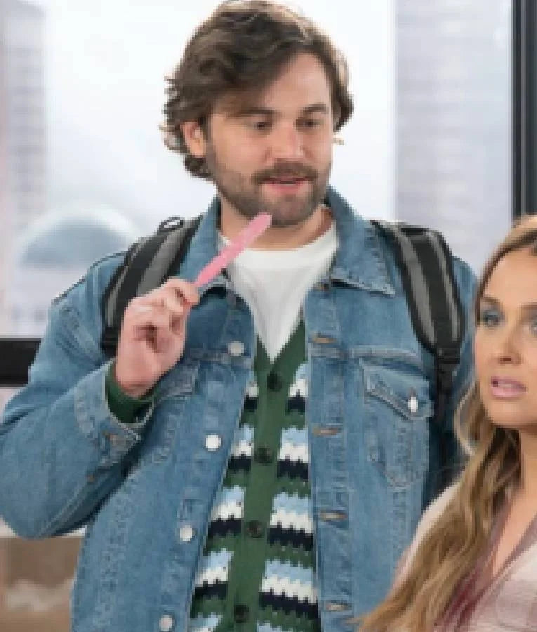 Greys Anatomy S21 Levi Schmitt Blue Crochet Stripe Cardigan