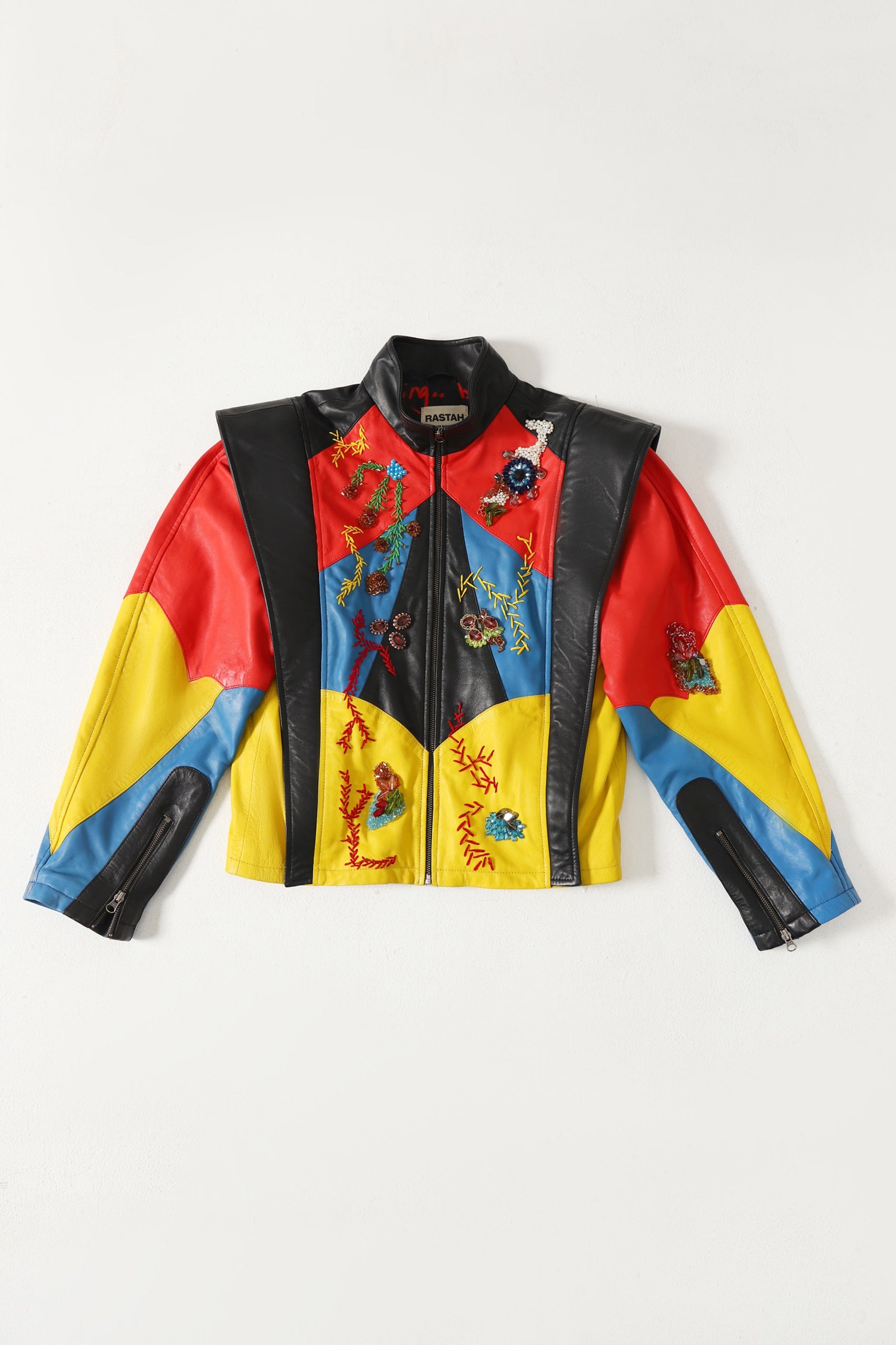 HandEmbroideredLeatherRacerJacket