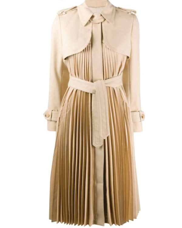 Heart And Hustle Houston S01 Beige Pleated Trench Coat
