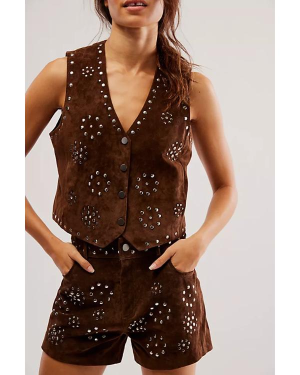 Heartland S19 River Brown Suede Studded Vest