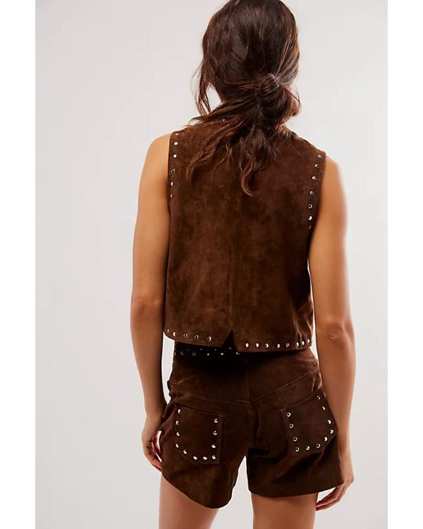 Heartland S19 River Brown Suede Studded Vest