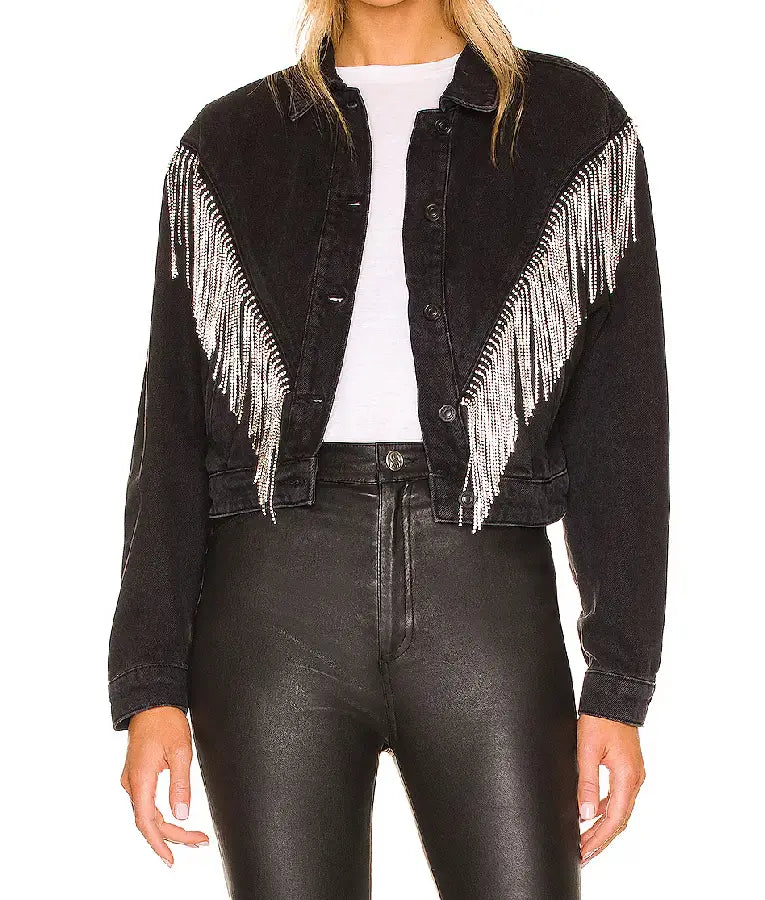 High Potential S02 Morgan Gillory Rhinestone Fringe Jacket