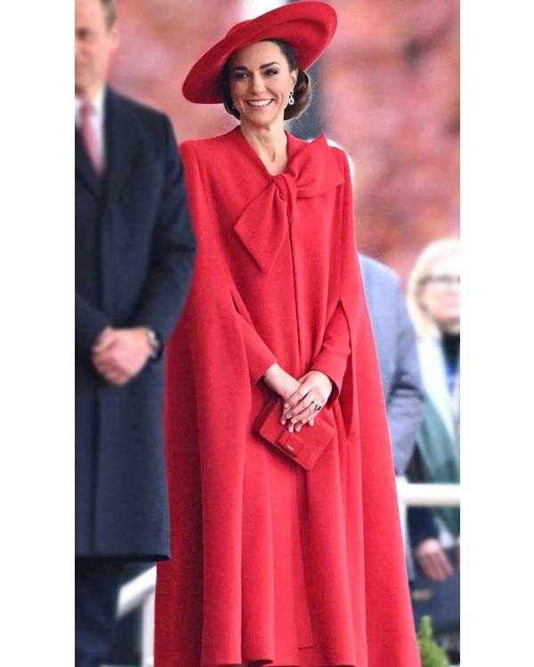 Horse Guard Parade Kate Middleton Red Bow Coat