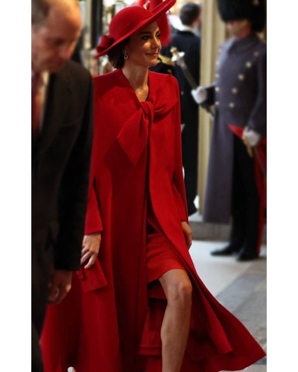 Horse Guard Parade Kate Middleton Red Bow Coat