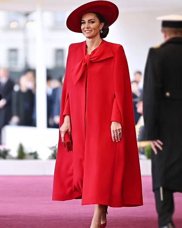 Horse Guard Parade Kate Middleton Red Bow Coat