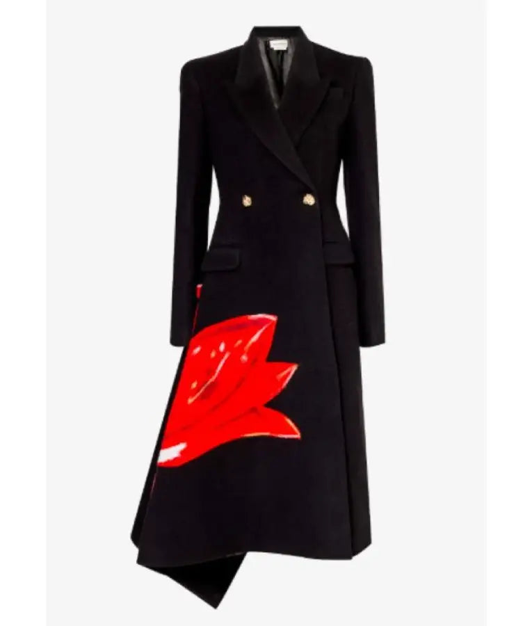 Hostage 2025 Suranne Jones Black Floral Coat