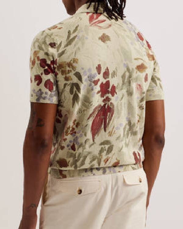 House of Payne Lance Gross White Floral Print Polo Shirt