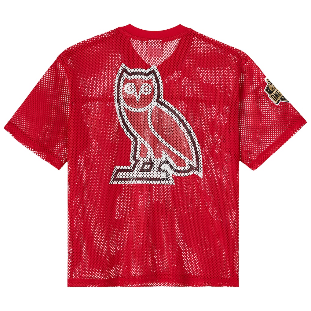 Houston Rockets OVO x NBA Mesh Football Fashion Red Jersey