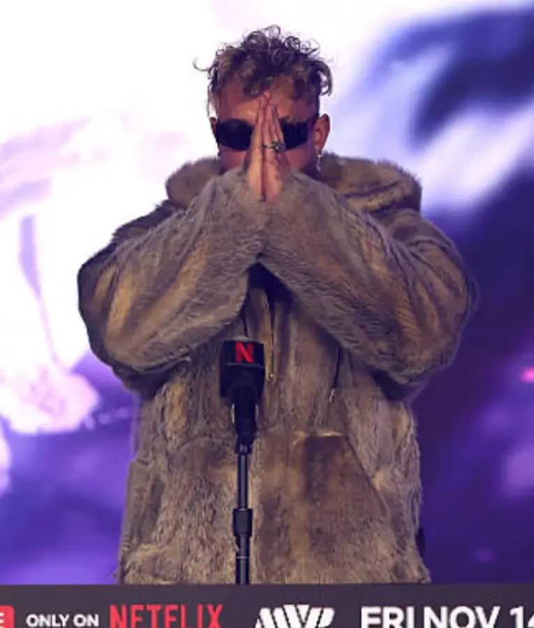 Jake Paul Palladium Times Square Press Conference Fur Jacket