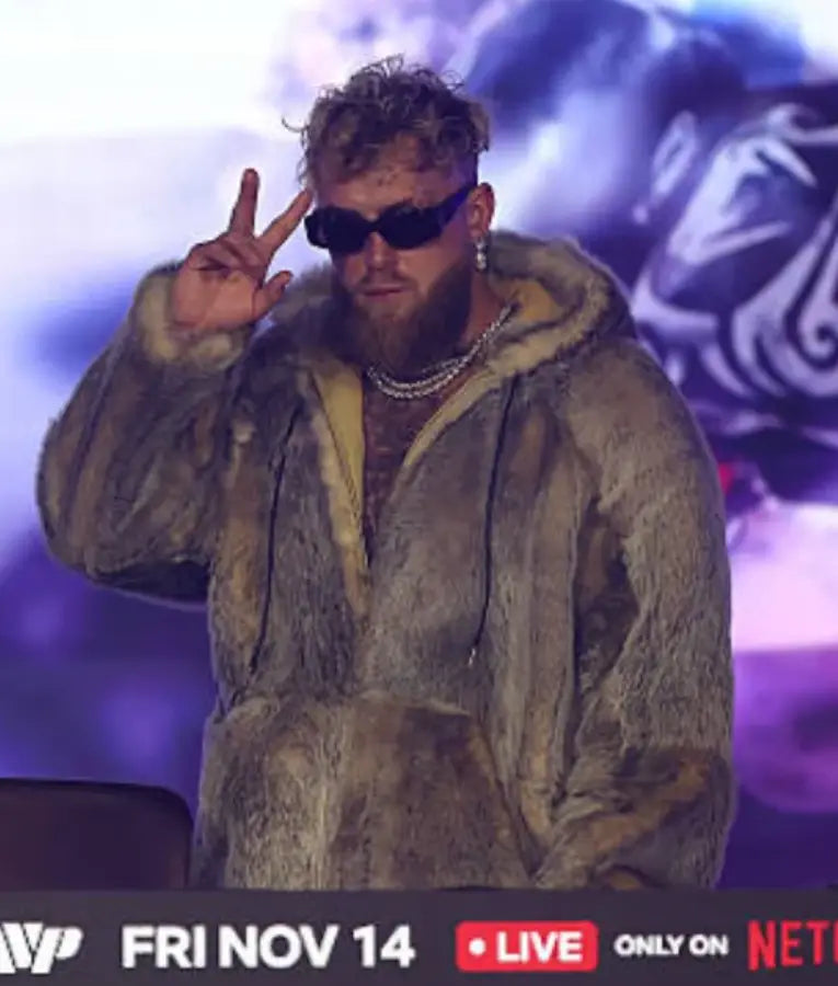 Jake Paul Palladium Times Square Press Conference Fur Jacket