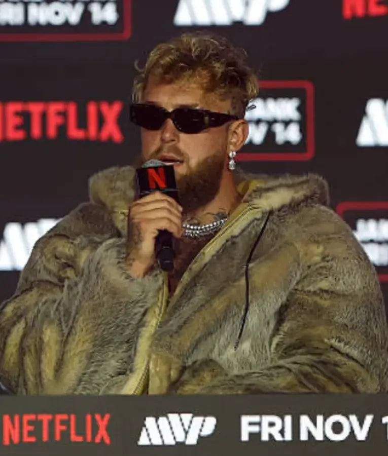 Jake Paul Palladium Times Square Press Conference Fur Jacket