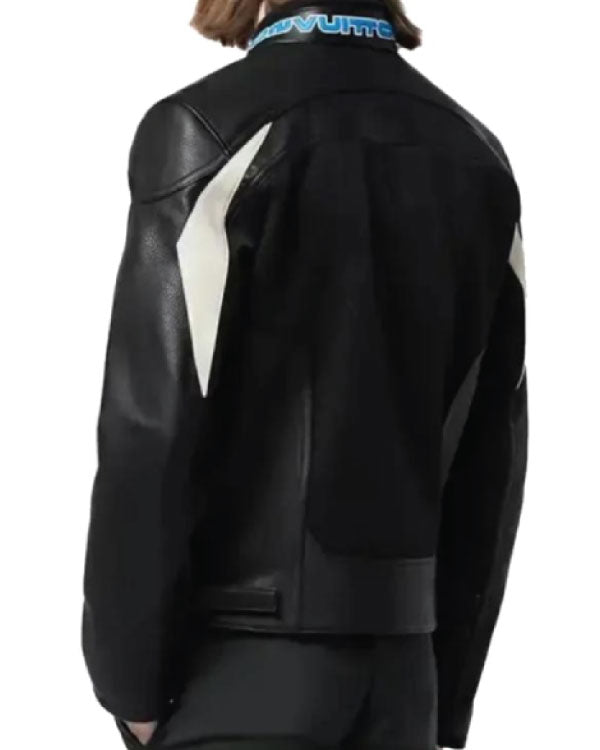 Jalen Hurts Black Leather Biker Jacket