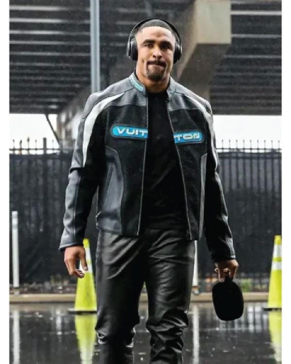 Jalen Hurts Black Leather Biker Jacket