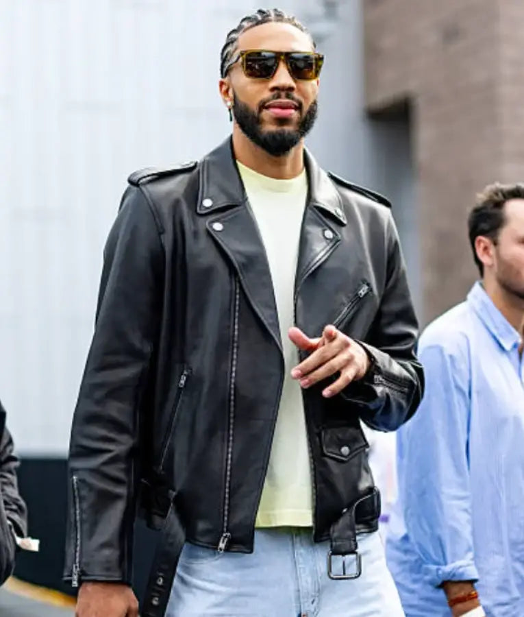 Jayson Tatum Coach Fashion Show Leather Jacket