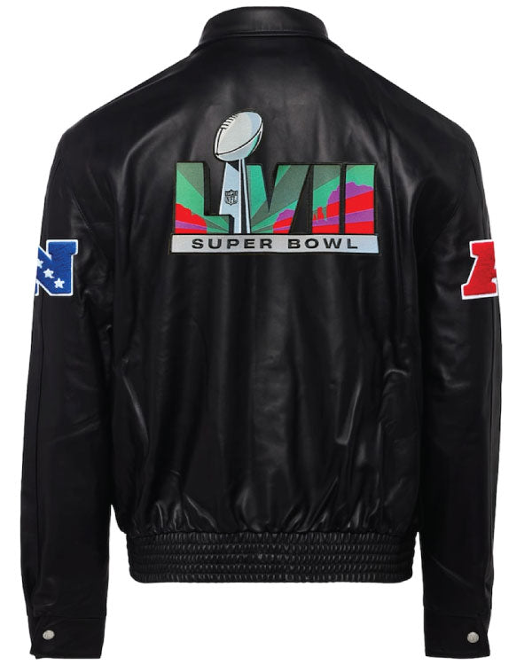 Jeff Hamilton Black Super Bowl LVII All Leather Jacket