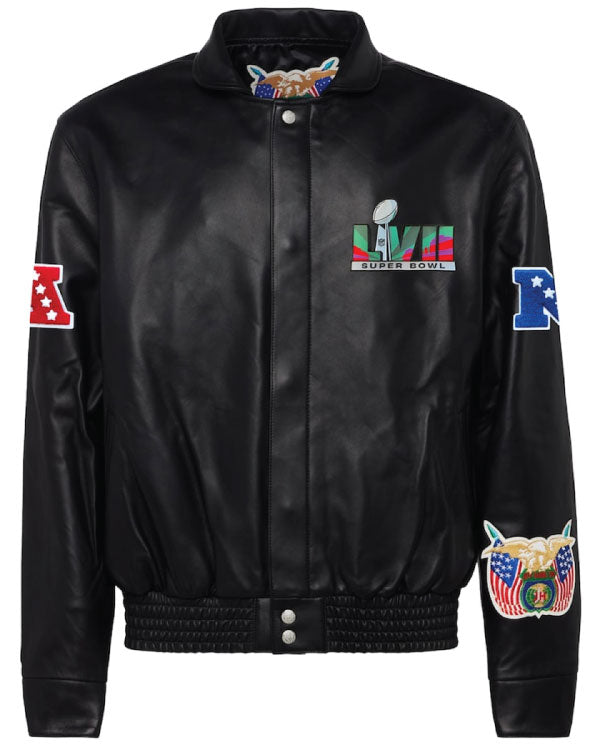 Jeff Hamilton Black Super Bowl LVII All Leather Jacket