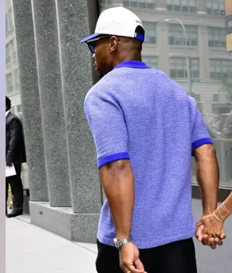 Jonathan Majors NYC 2025 Blue Shirt