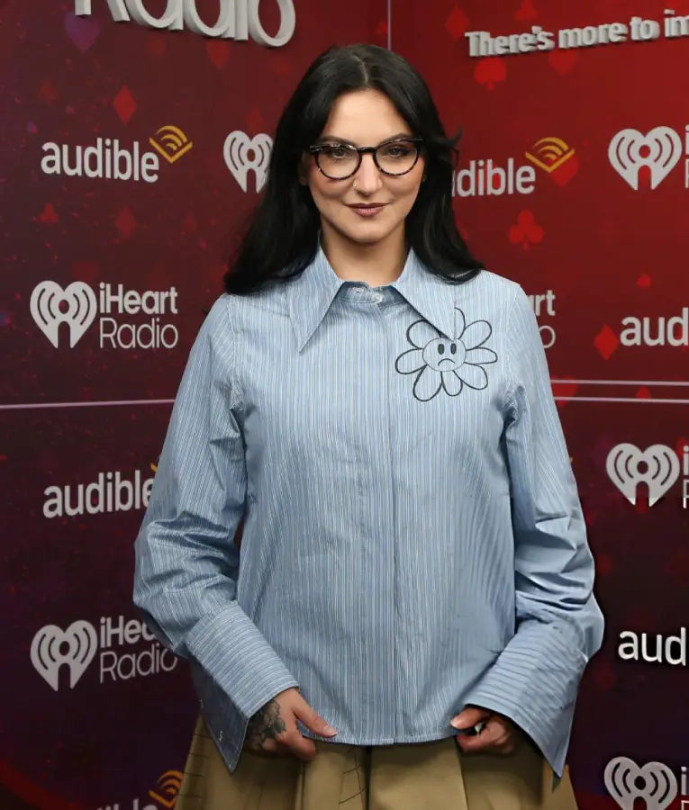 Julia Michaels 2025 iHeartRadio Music Festival Blue Shirt