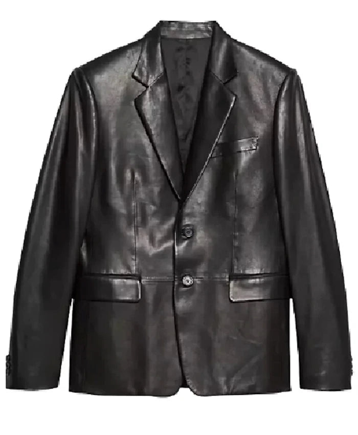 Kate Hudson Running Point S01 Black Leather Blazer