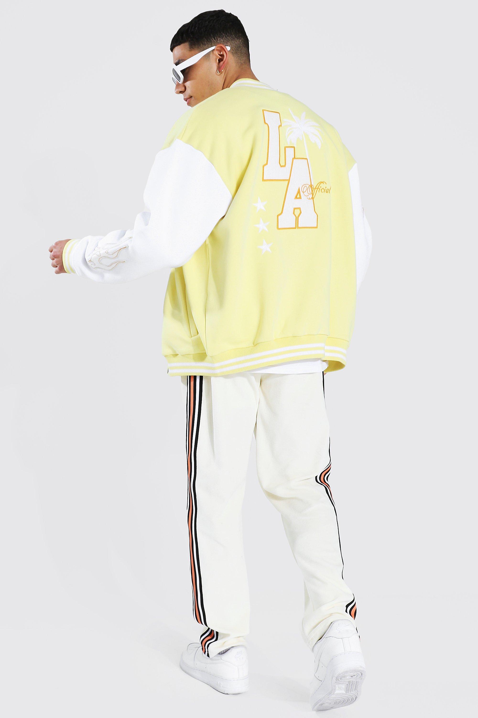 LA Badge Jersey Varsity Yellow Bomber Jacket