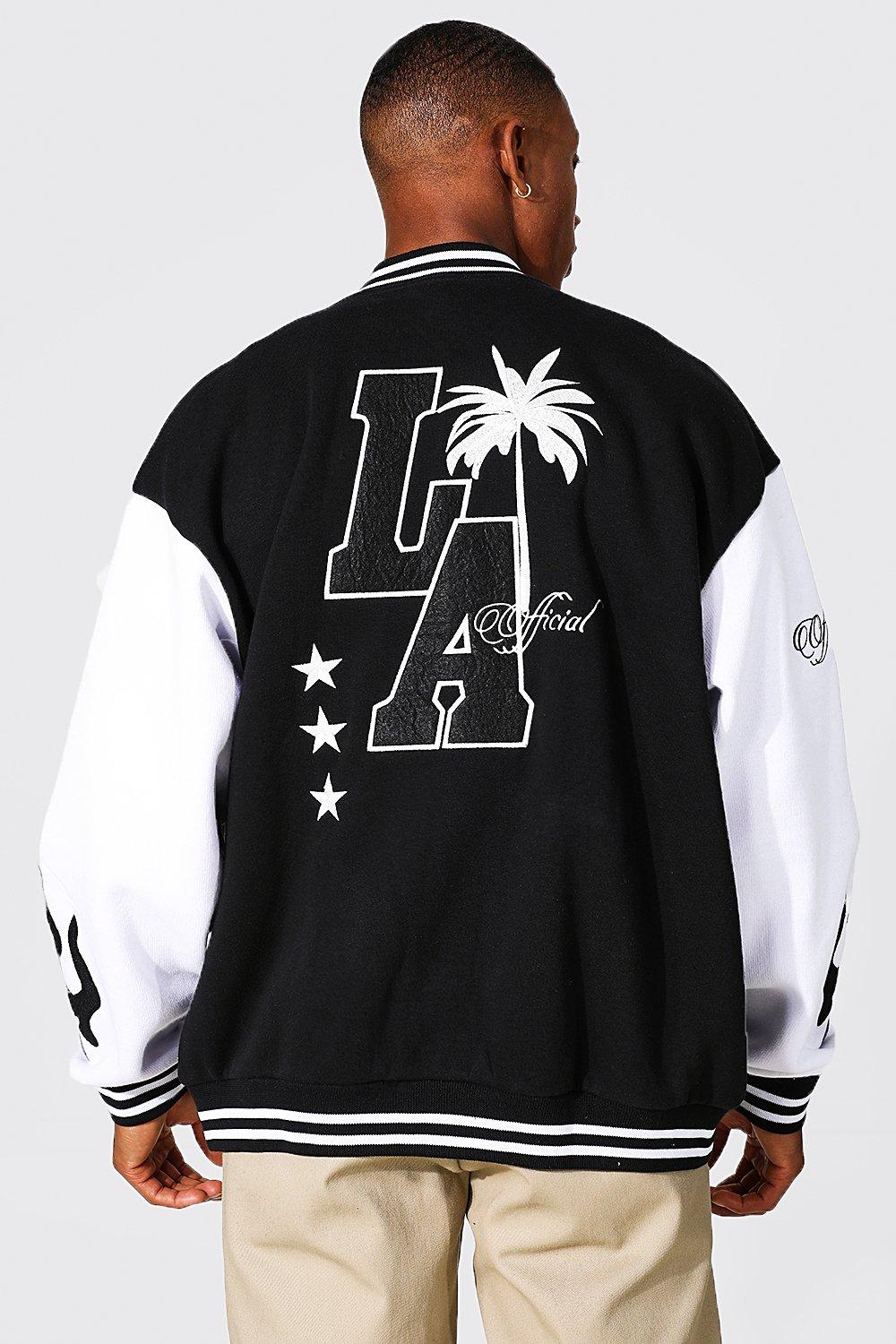 LA Badge Jersey Varsity Black Bomber Jacket