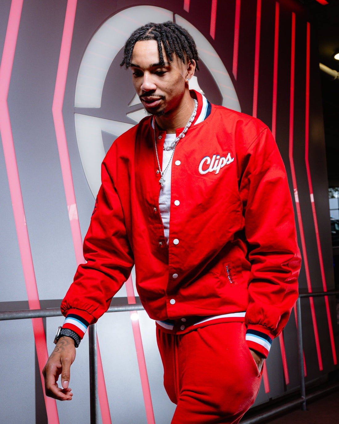 LAClipsTwillRedBomberJacket