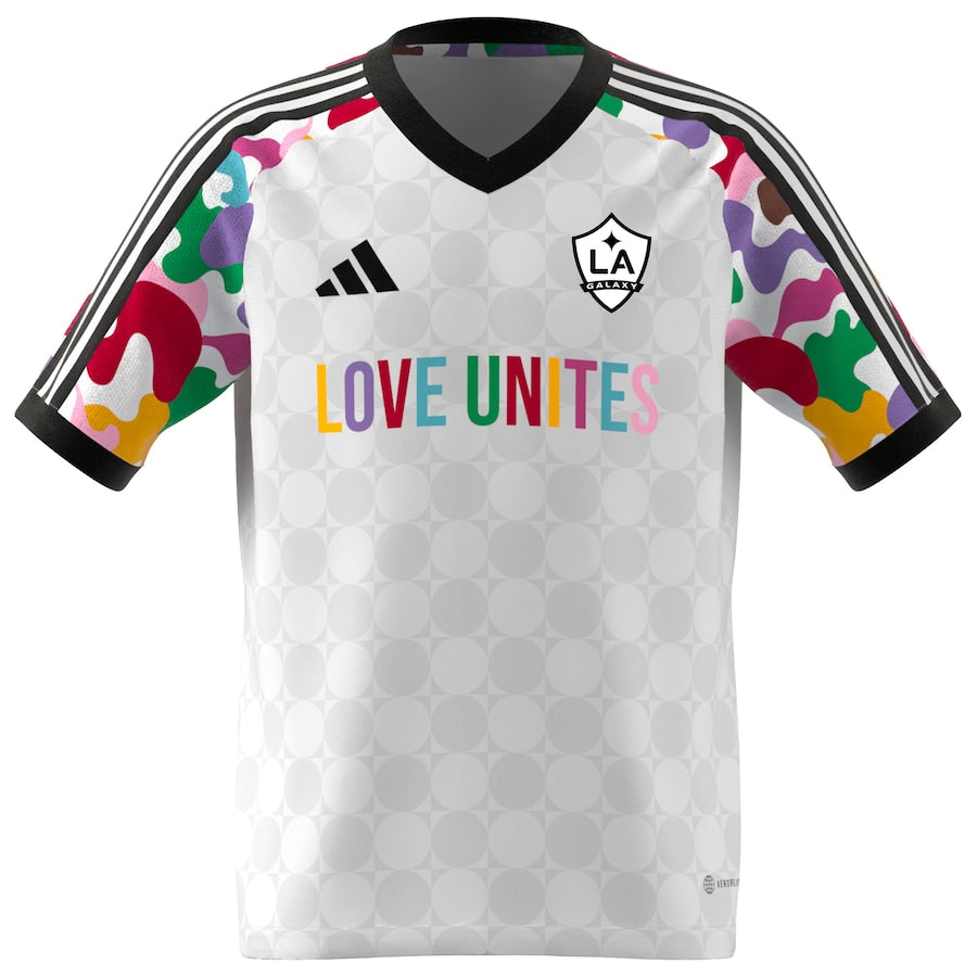 LA Galaxy adidas White 2023 Pride Pre-Match Top