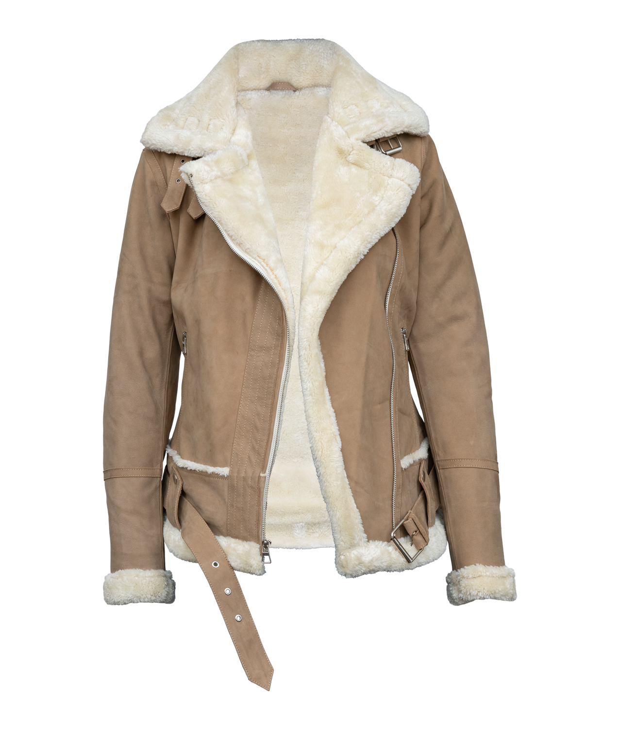 La Brea Eve Harris Eve’s Beige Suede Sherpa Jacket