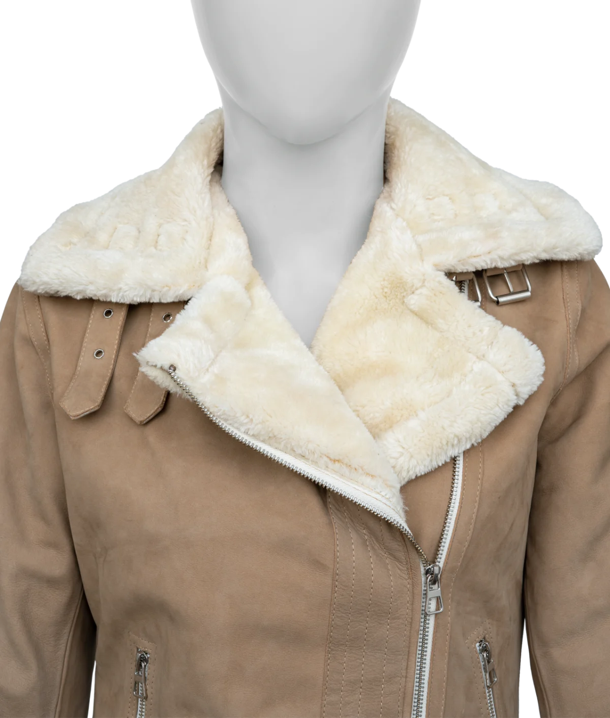 La Brea Eve Harris Eve’s Beige Suede Sherpa Jacket